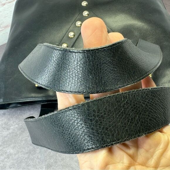 Yves Saint Laurent Studded Y Black Leather Tote Bag Large - Picture 12 of 15